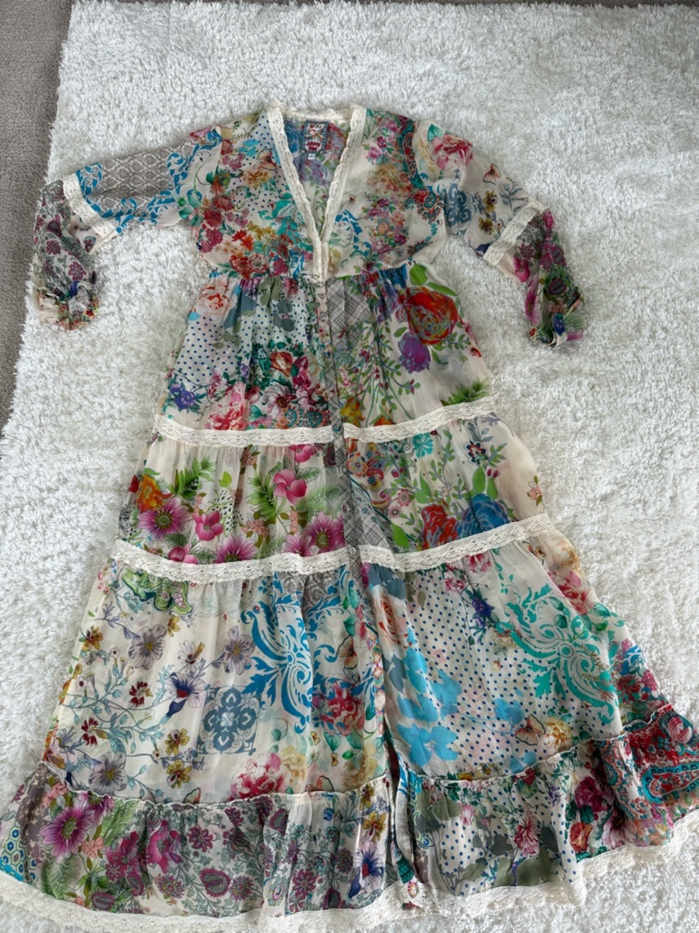 Johnny Was Floral  Tiered Maxi Dress in Multi-Color- Summer/Spring